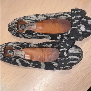 Lanvin Animal Print Flats with Bow Accent